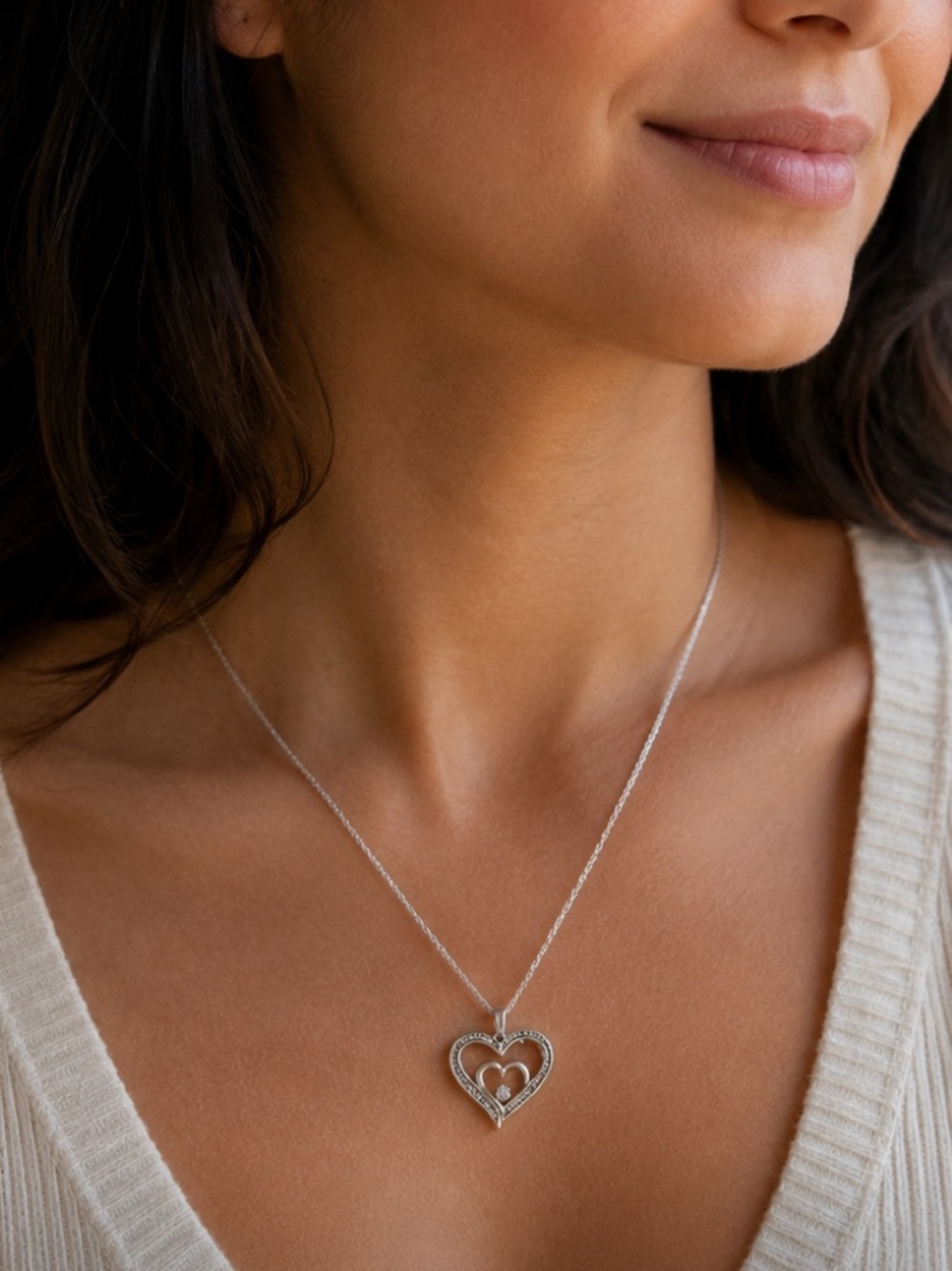 925 stamped Sterling Silver Heart Pendant
